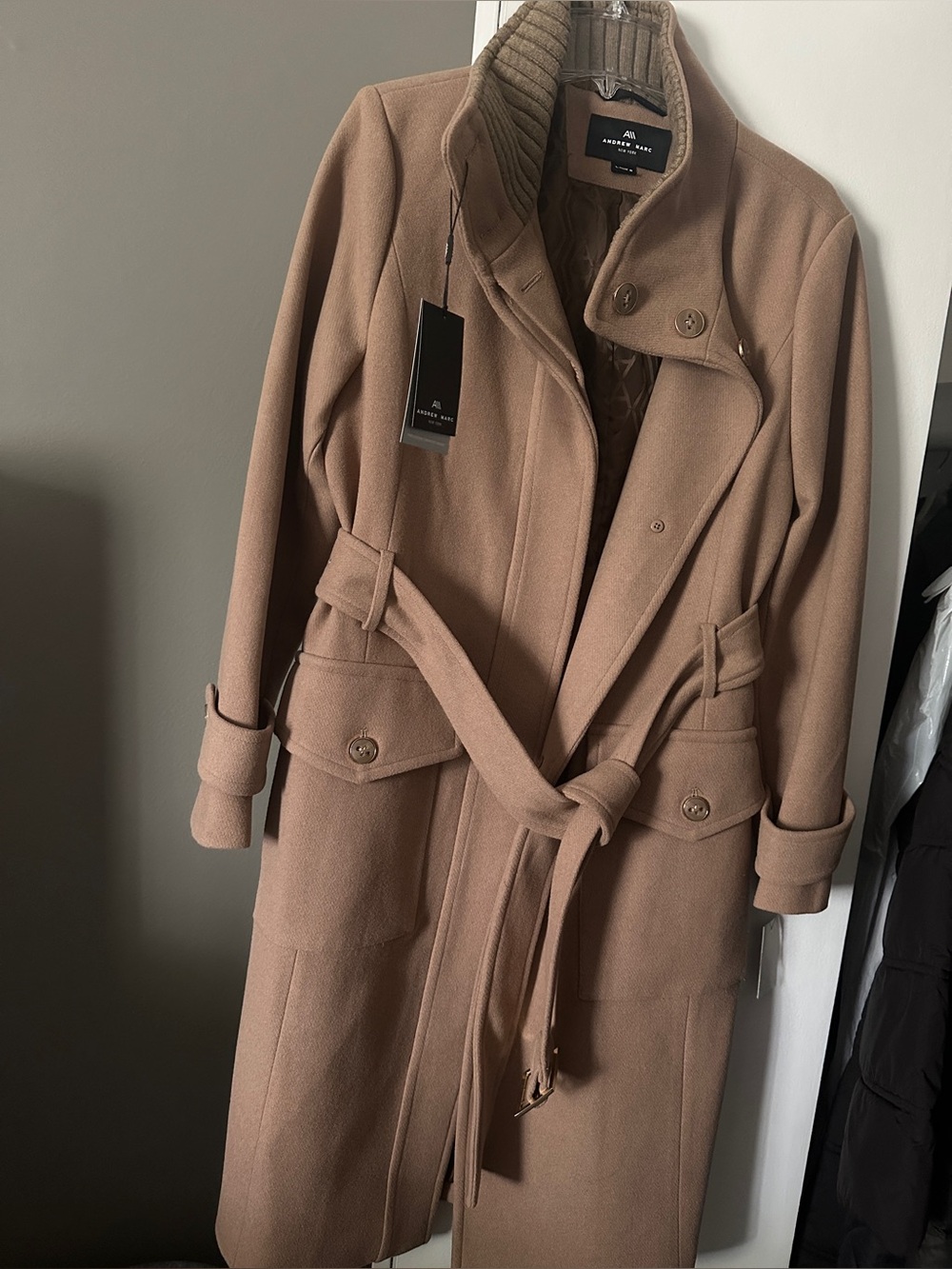 Andrew Marc Women's Camel Belted Trench Coat